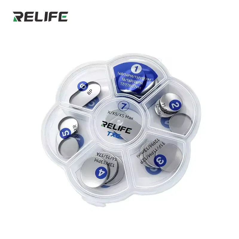 Relife TX6 Juego de 17 protectores de lente de aluminio láser para cámara, compatibles con iPhone 8 a 17 Pro Max.