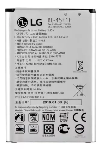 [BK8OR] Batería Lg K8 X240 2017 K9 K4 X230 2017 Bl - 45F1F Original