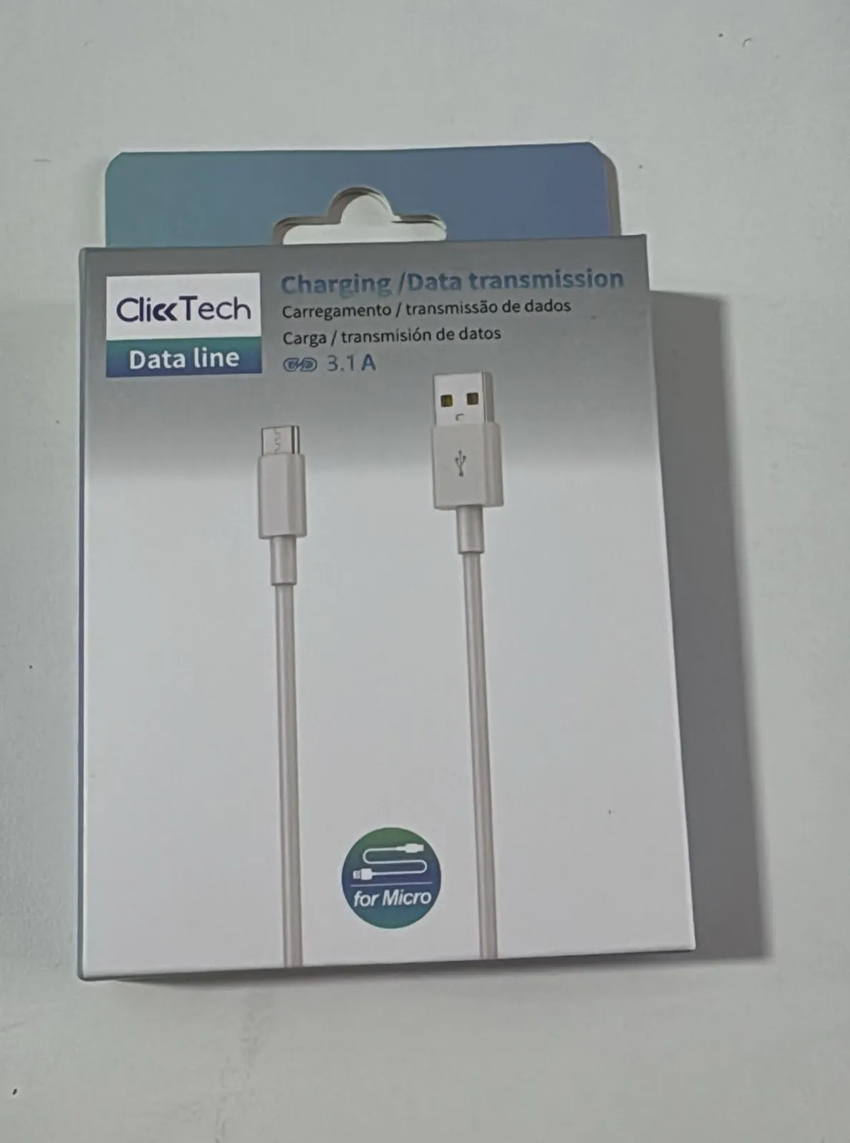 Cable Clicktech 3.1 USB a Micro 1M Blanco'