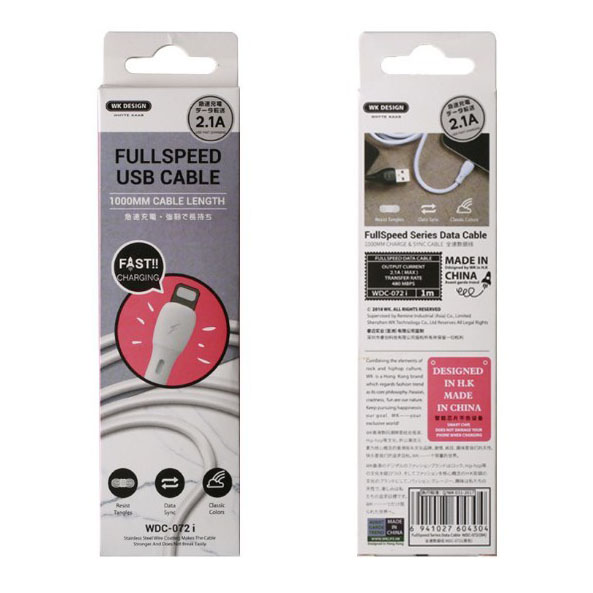 Cable iPhone Lightning Wk WDC-072I - Blanco