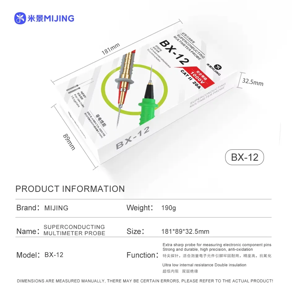 [HBX12] Cable Multimetro BX-12 Mijing Puntas Tipo Aguja