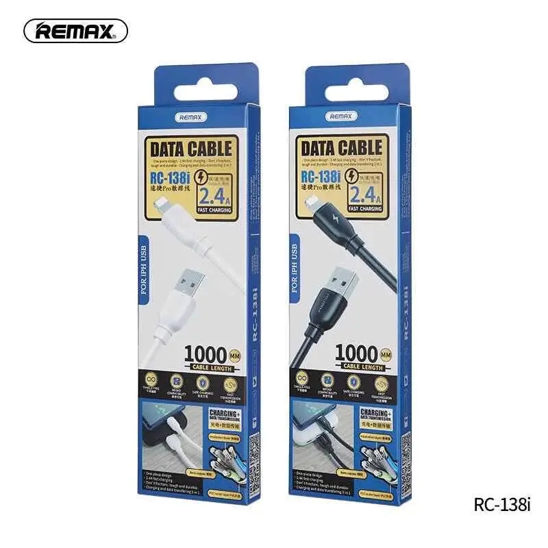 [ARC138IBK] Cable USB a Lightning Remax - RC-138I - Blanco y Negro'