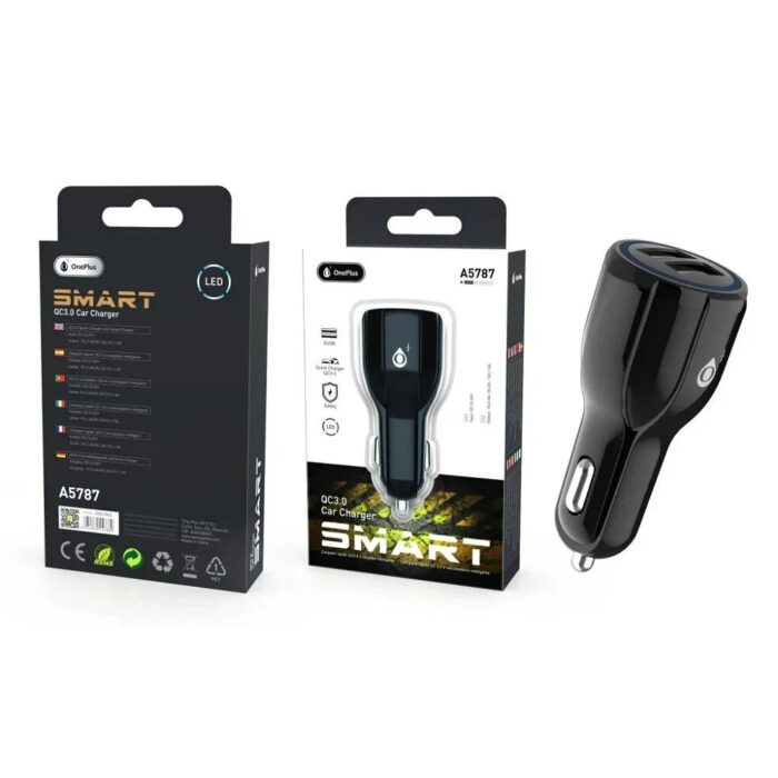 Cargador de Auto Doble USB QC3.0 - Oneplus A5787 18W